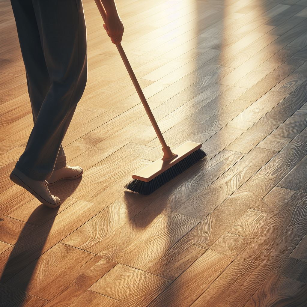 Sweeping Real Wood Flooring