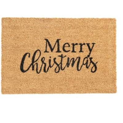 Merry Christmas Natural Coir Door Mat (600mm x 400mm)