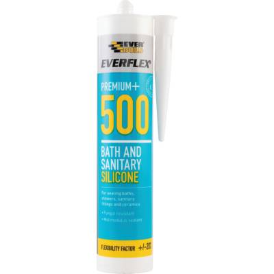 Everbuild Everflex Premium+ Silicone Mastic - 295ml Tubes - White