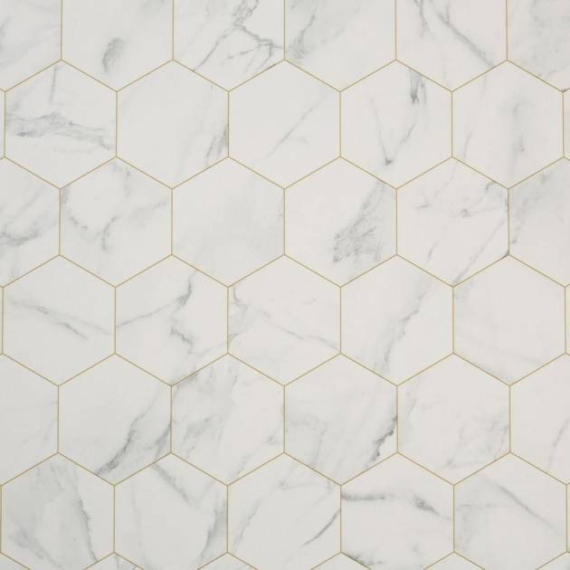 Italian White Marble Tile Vinyl by Remland (2.3m x 2m)