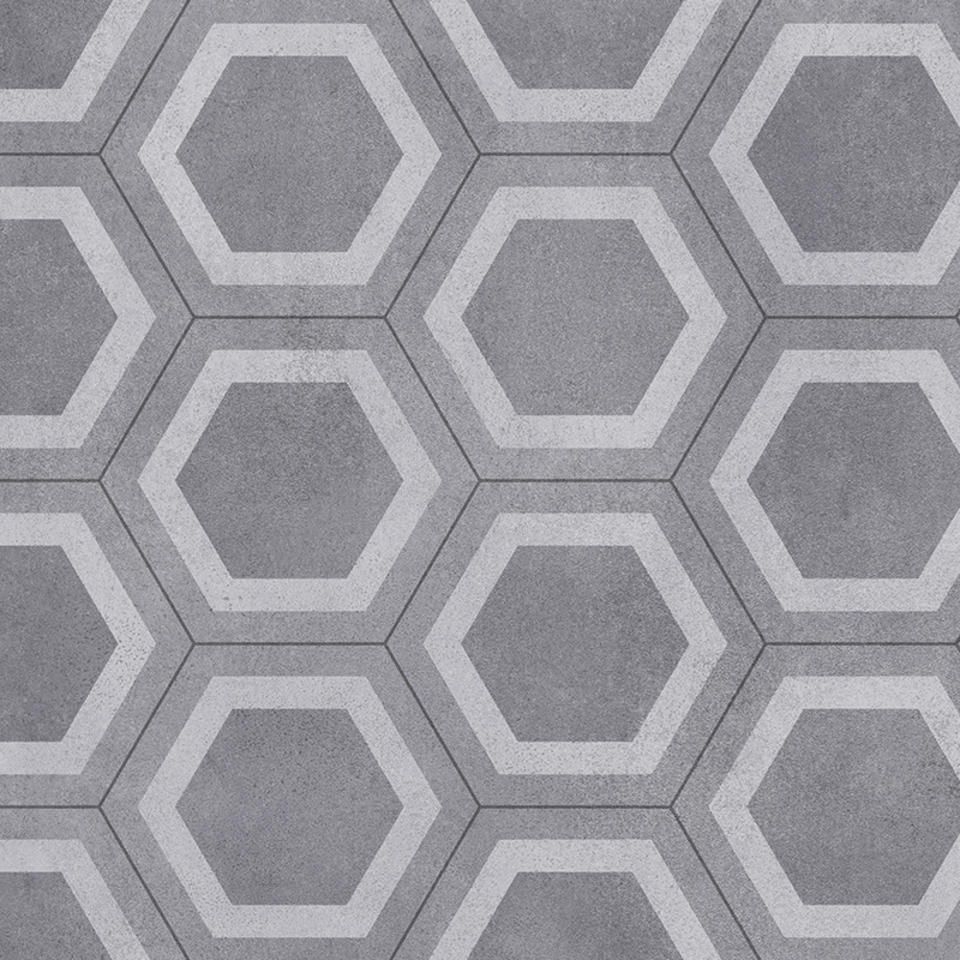 Honeycomb Grey Tile Vinyl Special, Grey Hexagon Vinyl Flooring