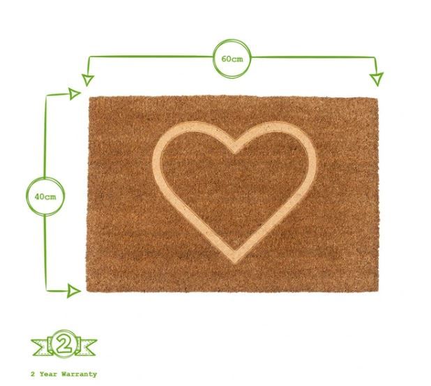 Embossed Heart Coir Door Mat SPECIAL OFFER